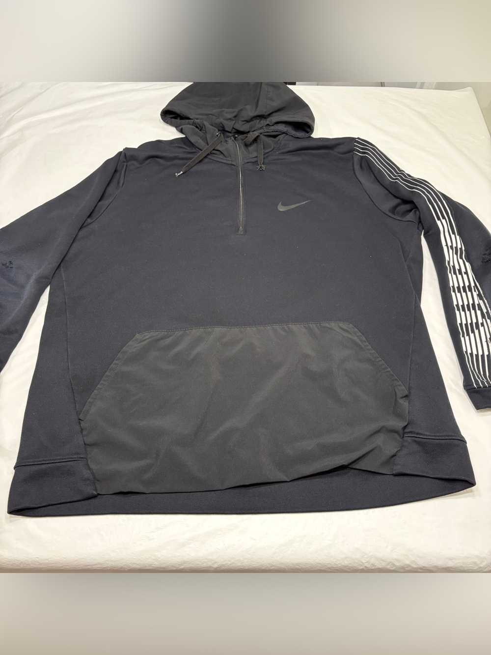Nike Dri Fit Black 1/4 Zip Pullover Hoodie Sweatshirt Men’s XXL